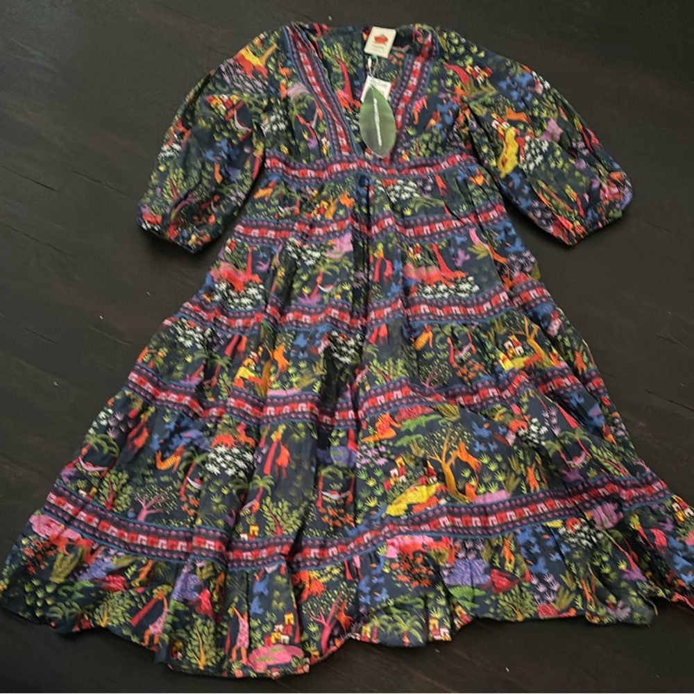 Farm Rio Colorful Patterned Midi Dress